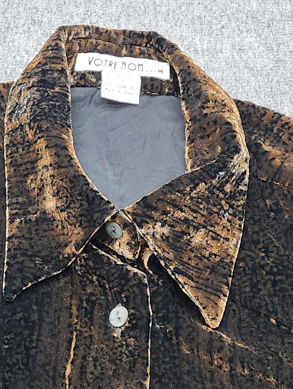 Votre Nom‎ Velvet Burnout Blouse Womens M Brown Button Up Shirt - Picture 3 of 6